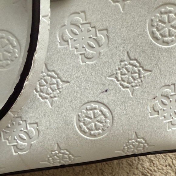Guess White Embossed Satchel Bag - Picture 9 of 11